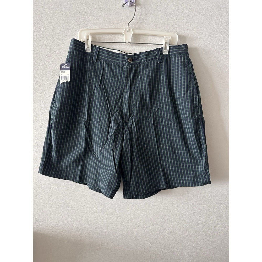 Polo Golf Ralph Lauren Mens Gingham Shorts 34 Green Blue Check Vintage NEW